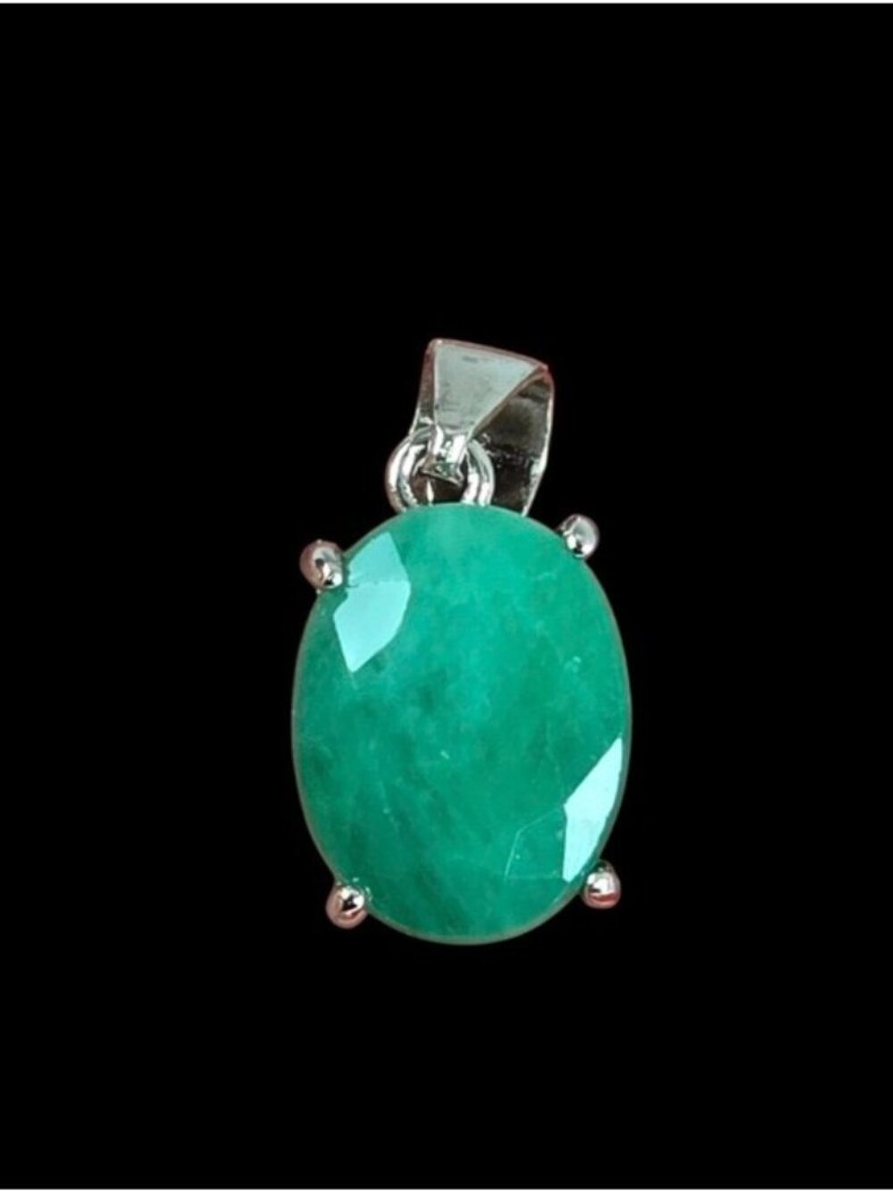 925 Sterling Silver Pendant with Natural Emerald 0.8x1cm